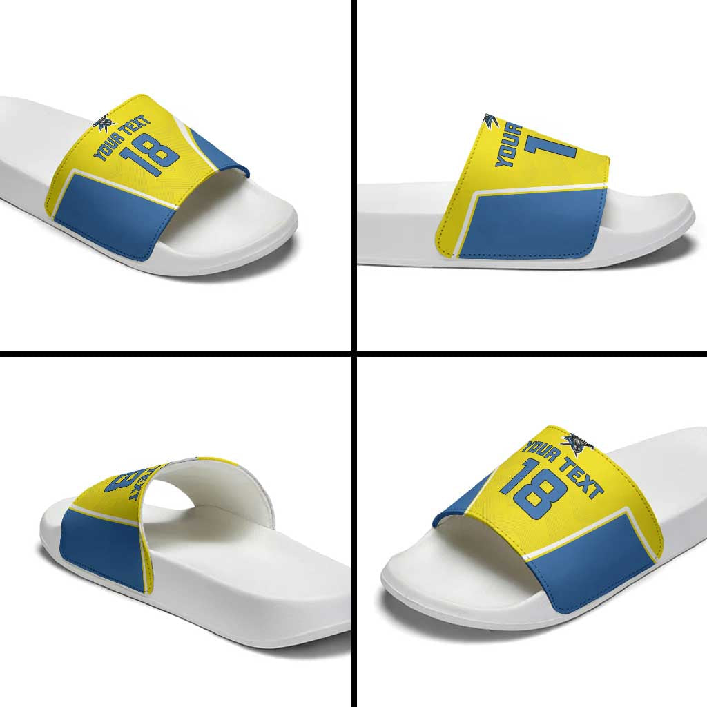 Custom West Knights of Yorkshire Slide Sandals Skate Hard Hit Harder Yellow Version LT18