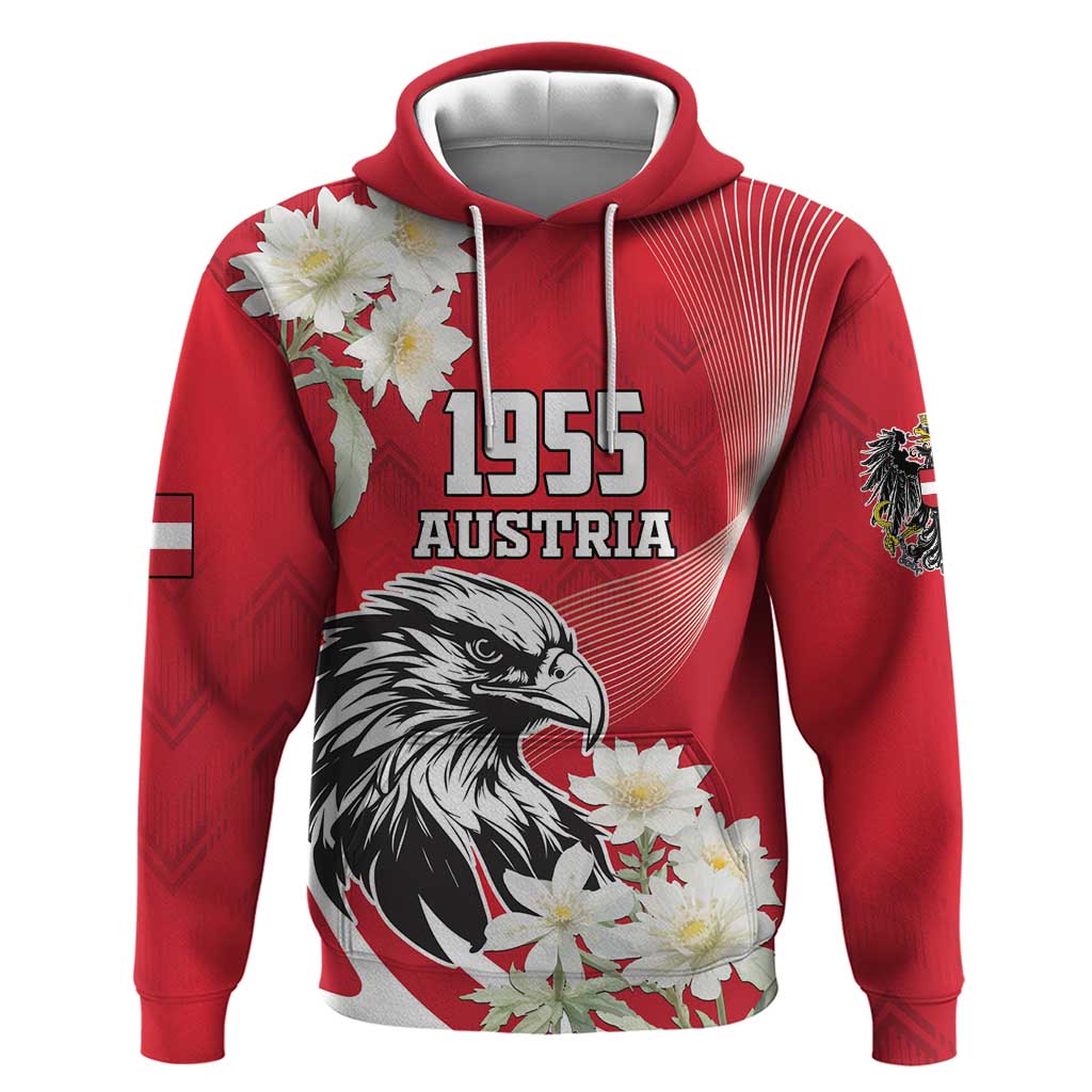 Austria Independence Day 1955 Hoodie Black Eagle And Edelweiss Flowers LT18