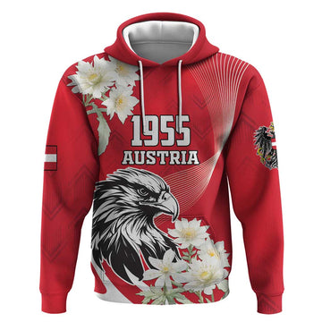 Austria Independence Day 1955 Hoodie Black Eagle And Edelweiss Flowers LT18