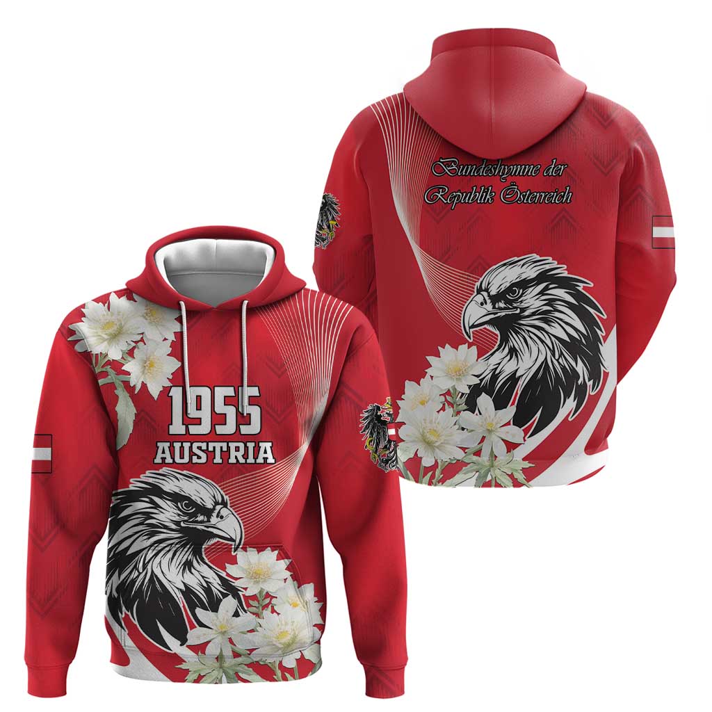 Austria Independence Day 1955 Hoodie Black Eagle And Edelweiss Flowers LT18