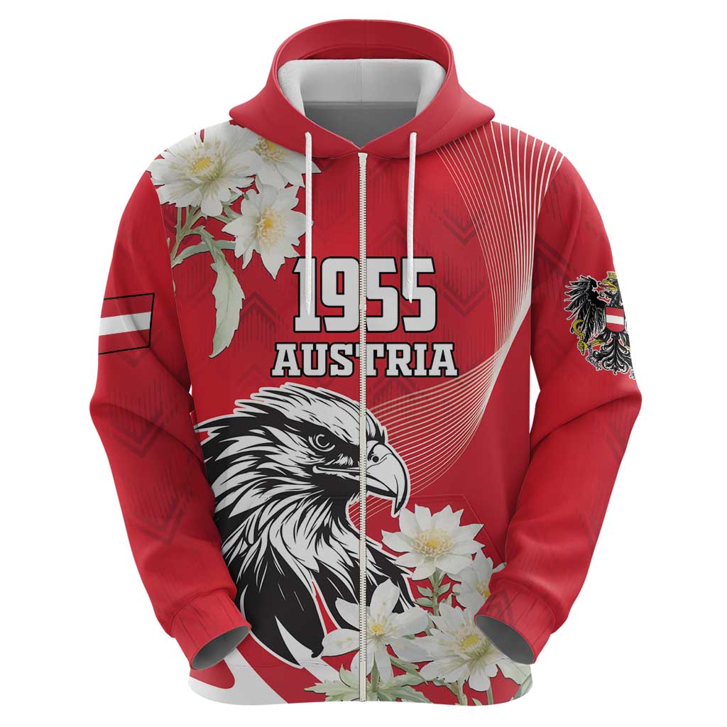 Austria Independence Day 1955 Hoodie Black Eagle And Edelweiss Flowers LT18