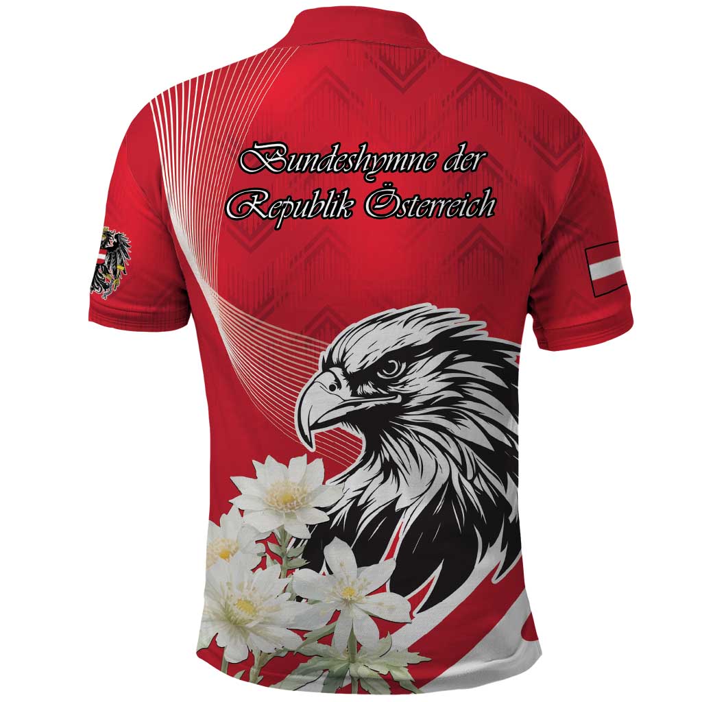 Austria Independence Day 1955 Polo Shirt Black Eagle And Edelweiss Flowers LT18