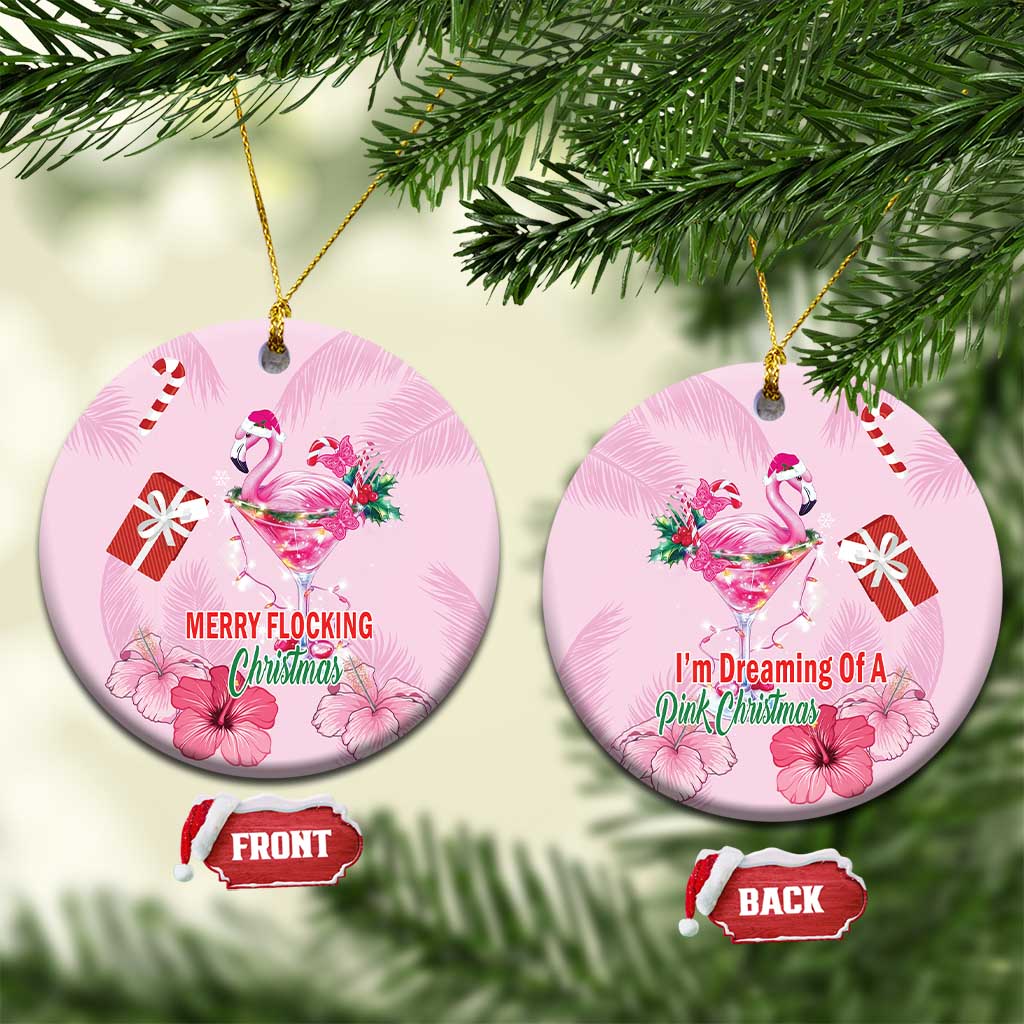 Bahamas Flamingo Christmas Ceramic Ornament Merry Flocking LT18