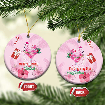 Bahamas Flamingo Christmas Ceramic Ornament Merry Flocking LT18