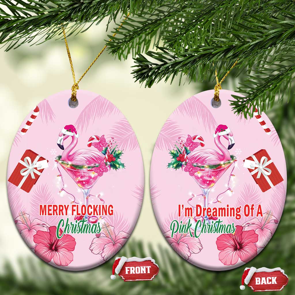 Bahamas Flamingo Christmas Ceramic Ornament Merry Flocking LT18