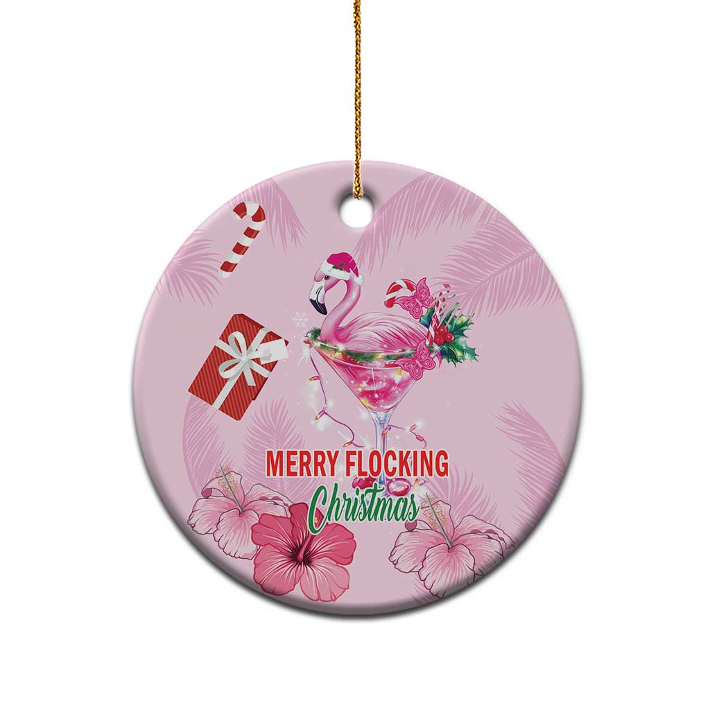 Bahamas Flamingo Christmas Ceramic Ornament Merry Flocking LT18