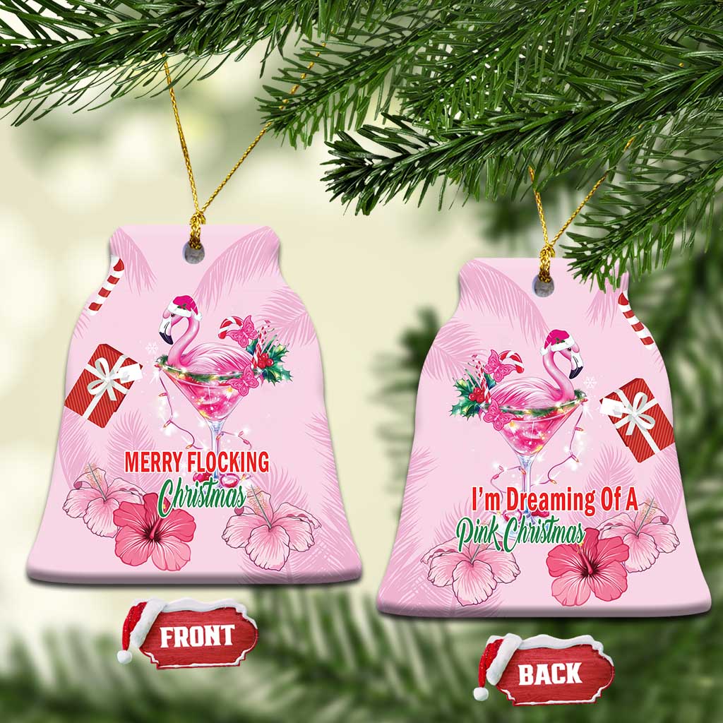 Bahamas Flamingo Christmas Ceramic Ornament Merry Flocking LT18