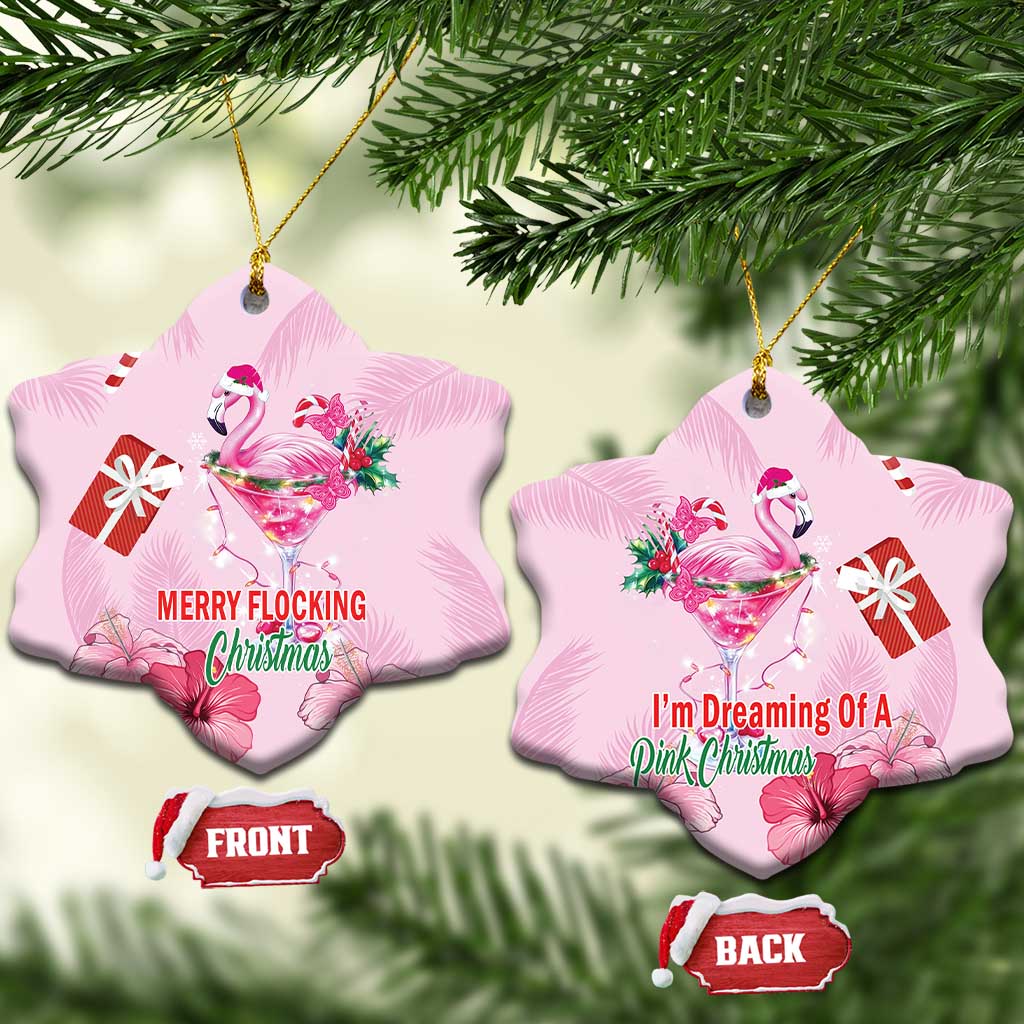Bahamas Flamingo Christmas Ceramic Ornament Merry Flocking LT18