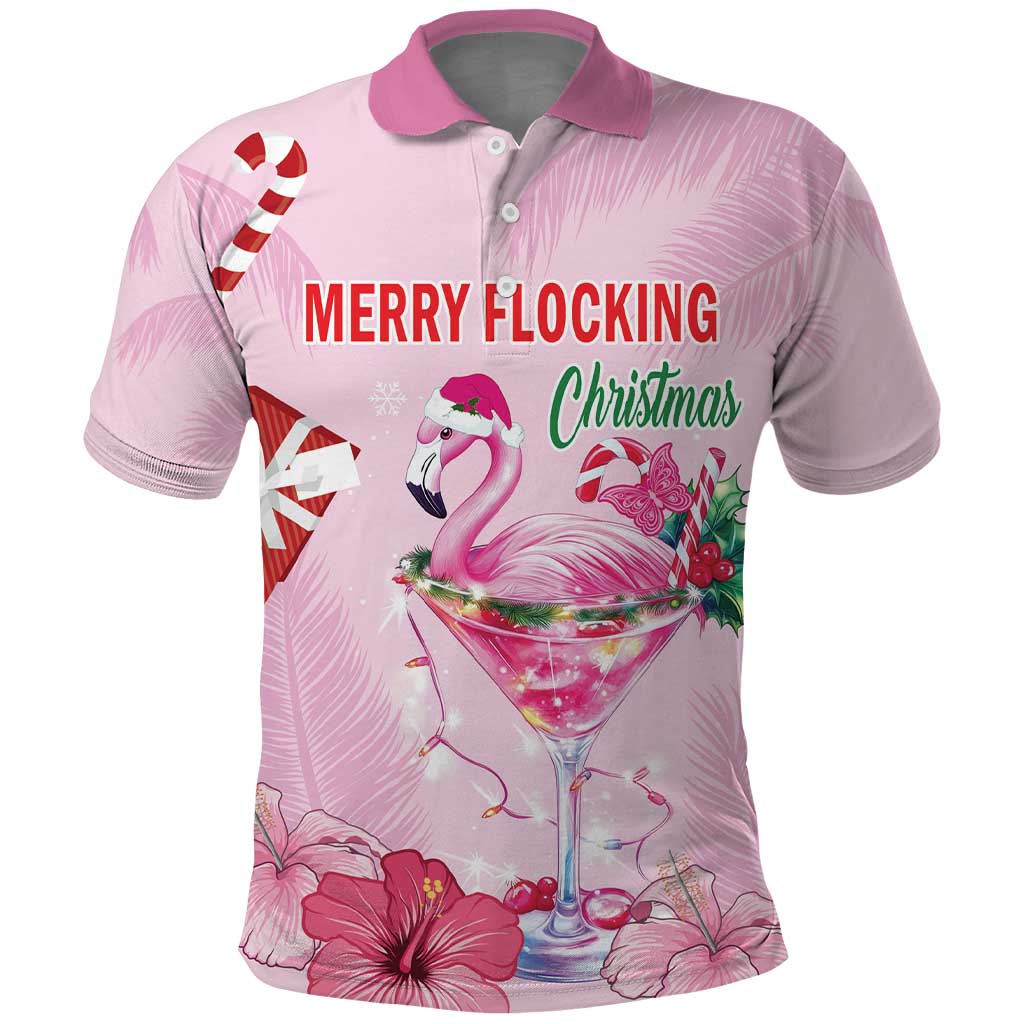 Bahamas Flamingo Christmas Polo Shirt Merry Flocking LT18