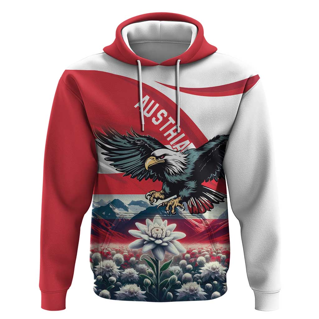 Austria Black Eagle Hoodie Edelweiss with Austrian Flag LT18