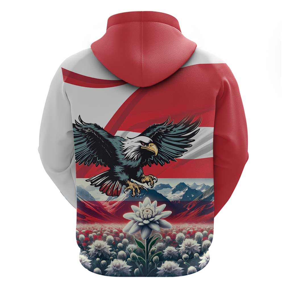 Austria Black Eagle Hoodie Edelweiss with Austrian Flag LT18