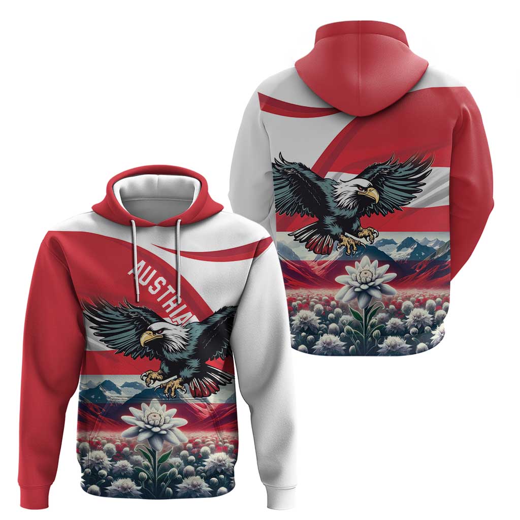 Austria Black Eagle Hoodie Edelweiss with Austrian Flag LT18