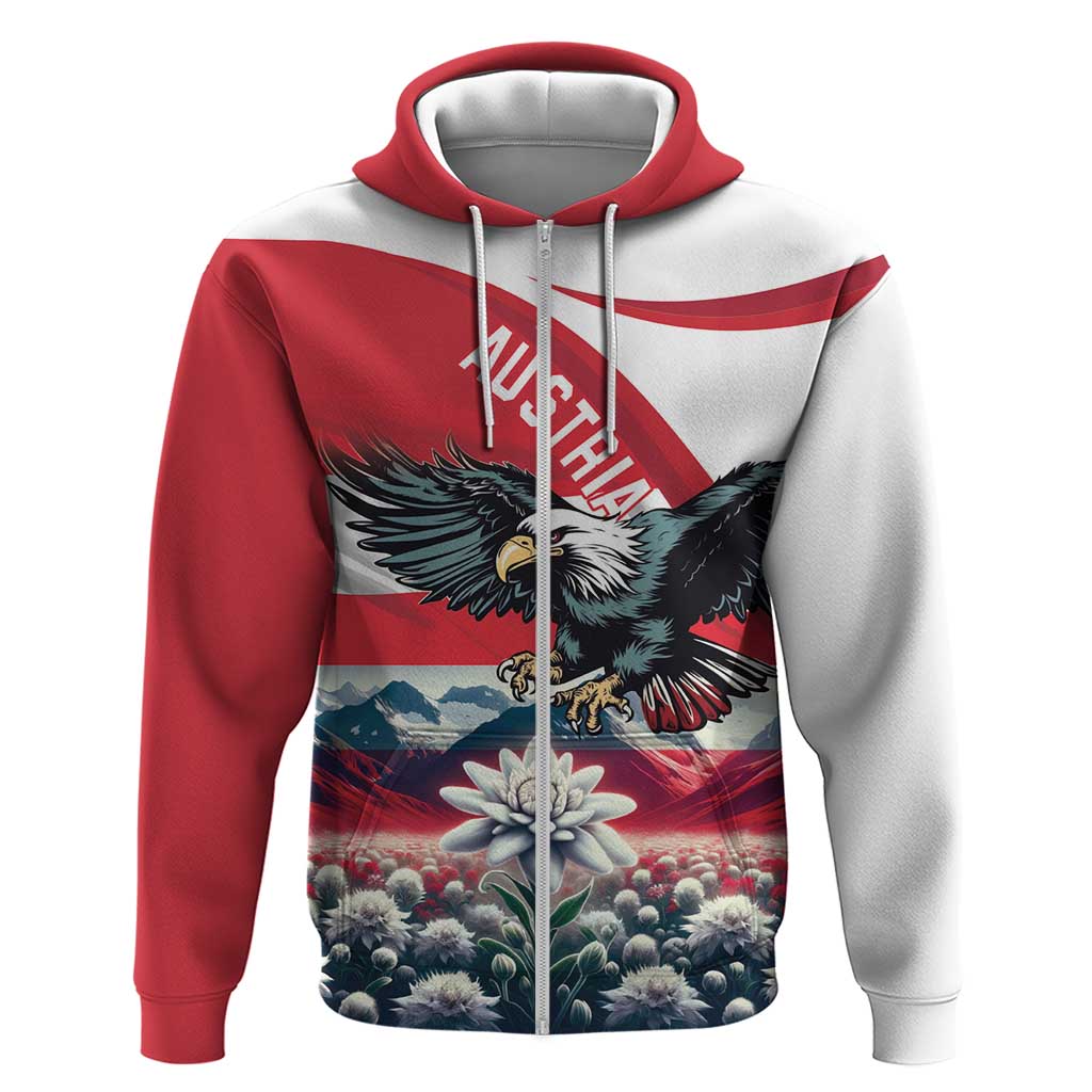 Austria Black Eagle Hoodie Edelweiss with Austrian Flag LT18