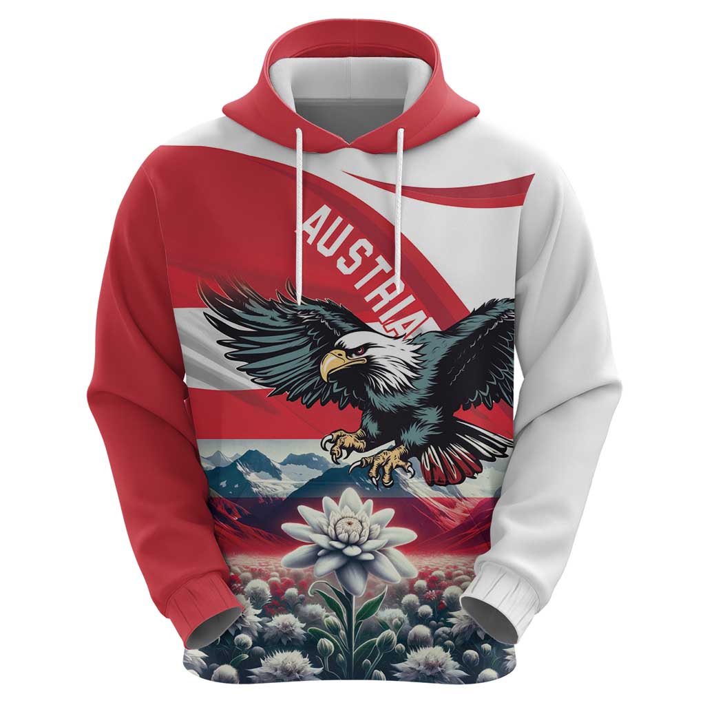 Austria Black Eagle Hoodie Edelweiss with Austrian Flag LT18