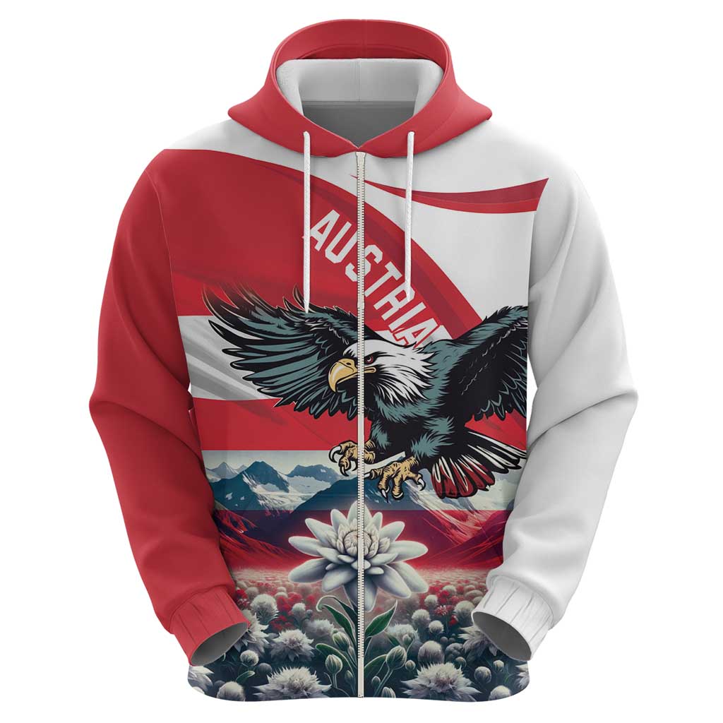 Austria Black Eagle Hoodie Edelweiss with Austrian Flag LT18