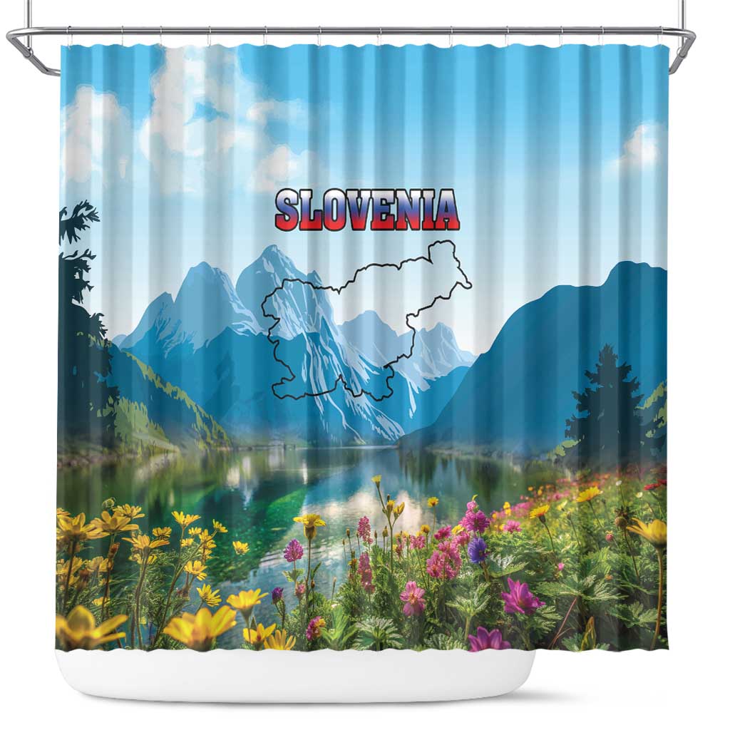 Slovenia Shower Curtain Mount Triglav With Map LT18