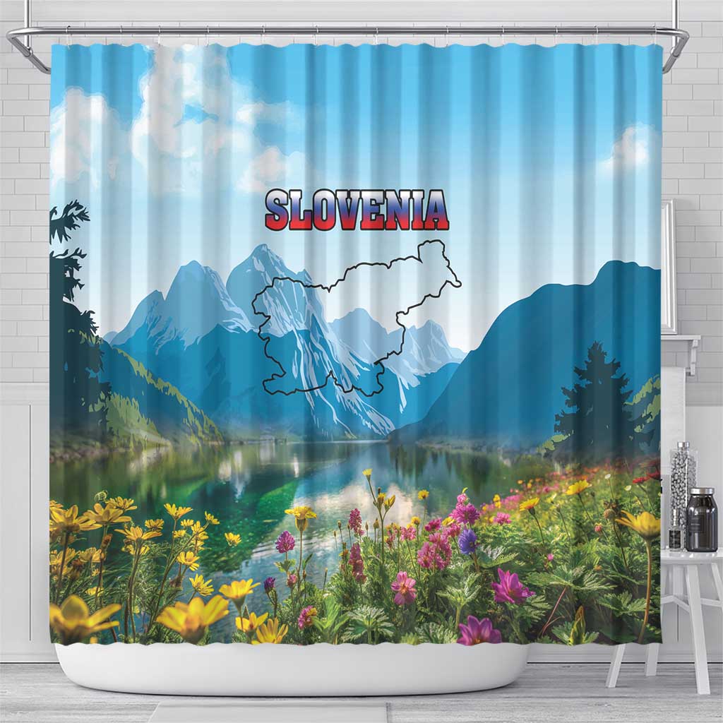 Slovenia Shower Curtain Mount Triglav With Map LT18