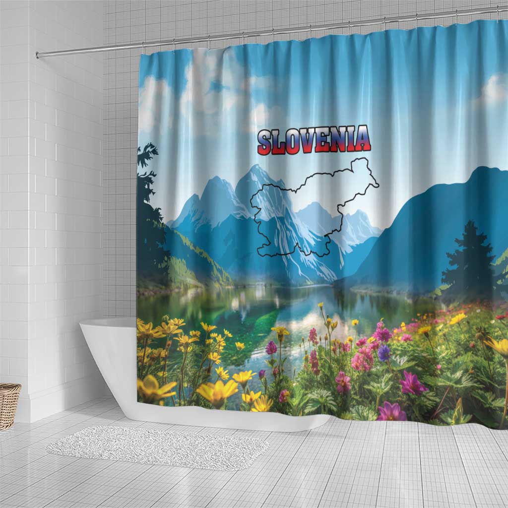 Slovenia Shower Curtain Mount Triglav With Map LT18