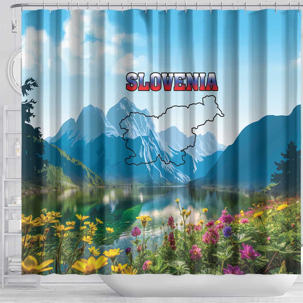 Slovenia Shower Curtain Mount Triglav With Map LT18