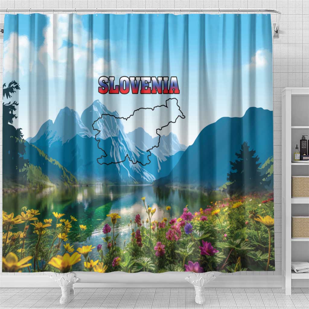 Slovenia Shower Curtain Mount Triglav With Map LT18