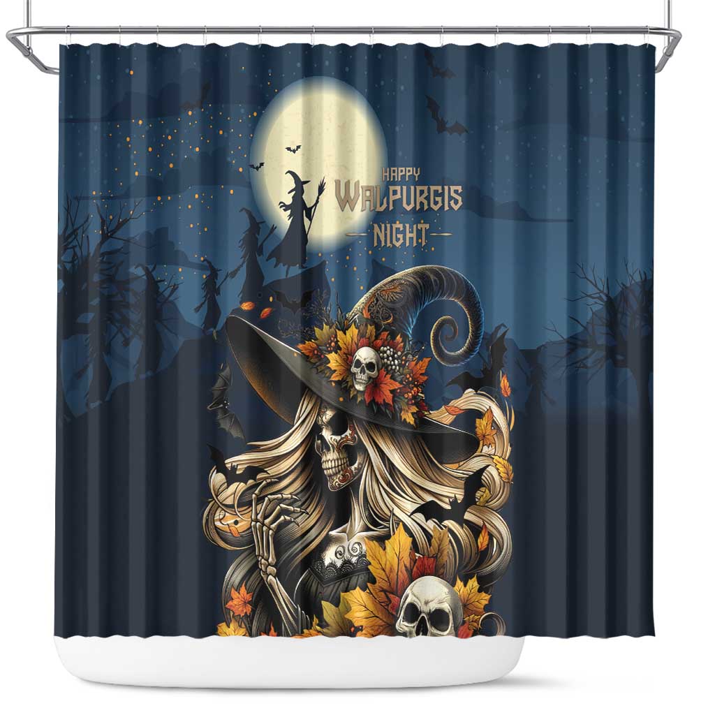 Happy Walpurgis Night Shower Curtain Skull Witch Spooky Style LT18