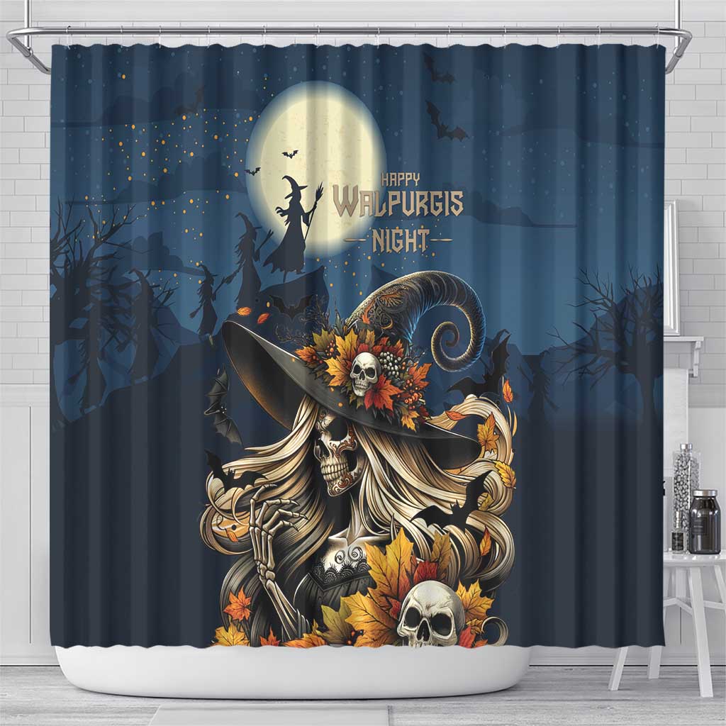 Happy Walpurgis Night Shower Curtain Skull Witch Spooky Style LT18