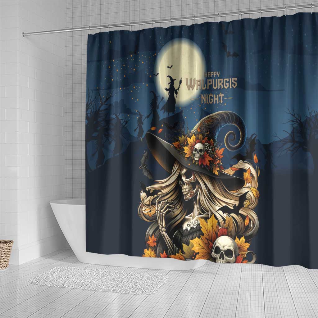 Happy Walpurgis Night Shower Curtain Skull Witch Spooky Style LT18