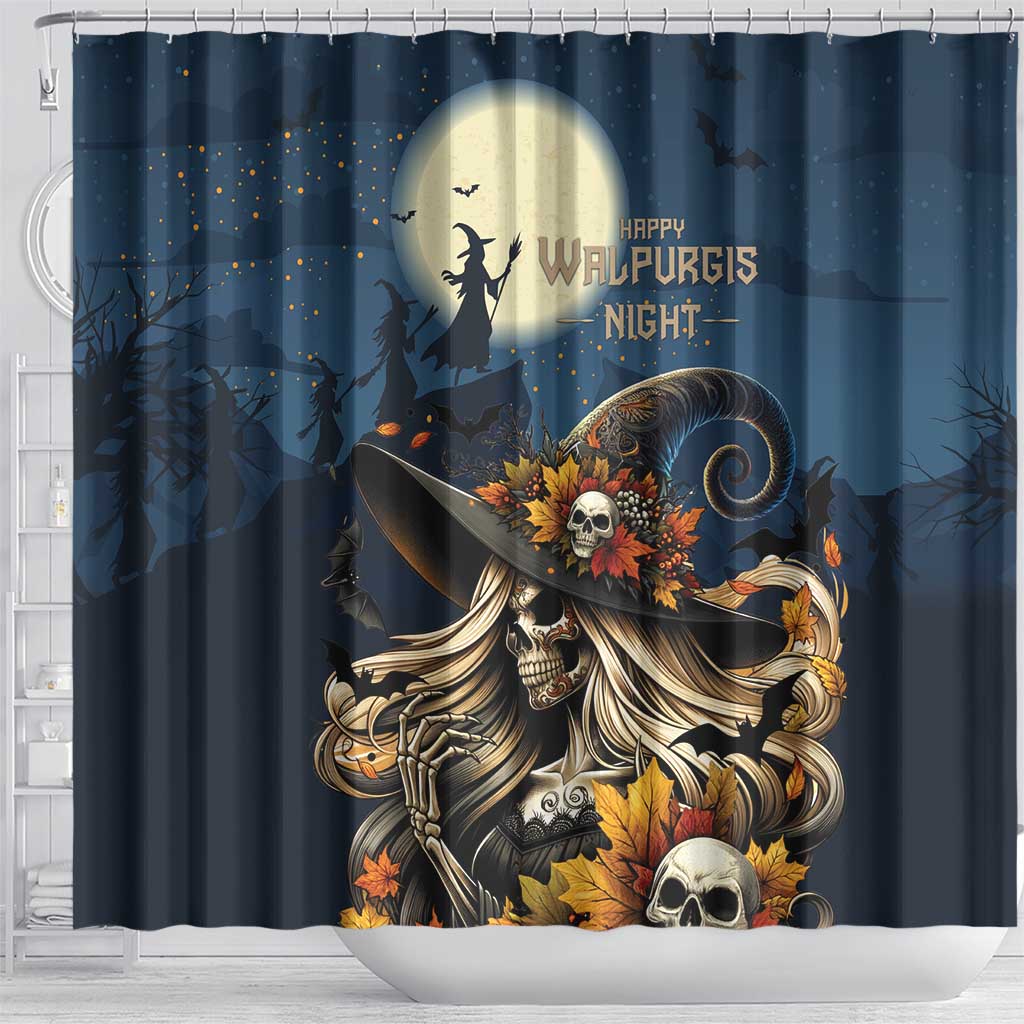 Happy Walpurgis Night Shower Curtain Skull Witch Spooky Style LT18
