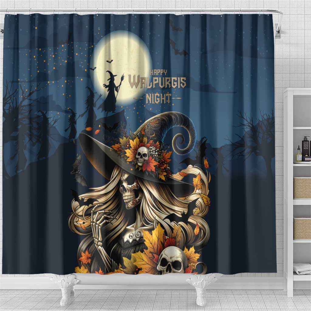Happy Walpurgis Night Shower Curtain Skull Witch Spooky Style LT18