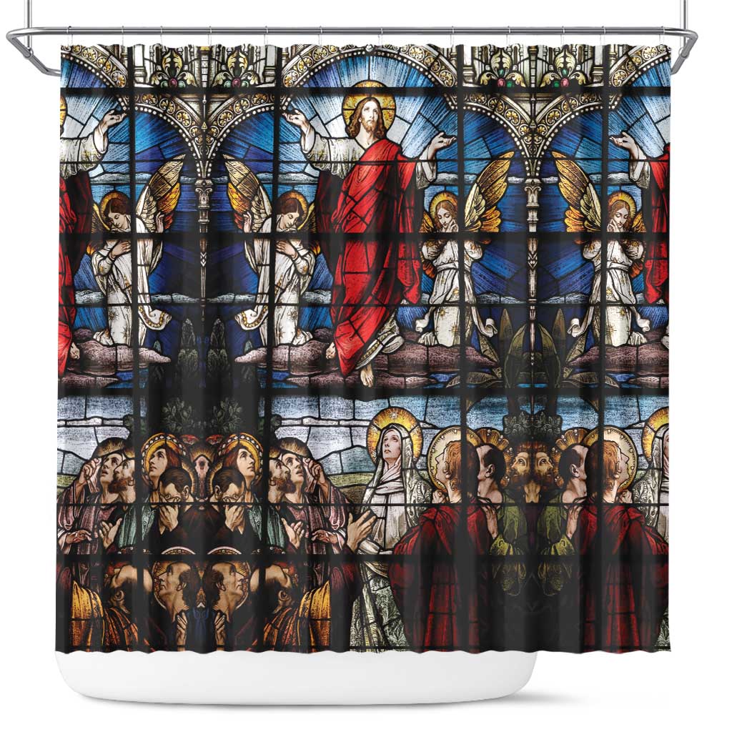 Happy Ascension Day Shower Curtain Ascension Of Jesus Christ Stained Glass Windows LT18