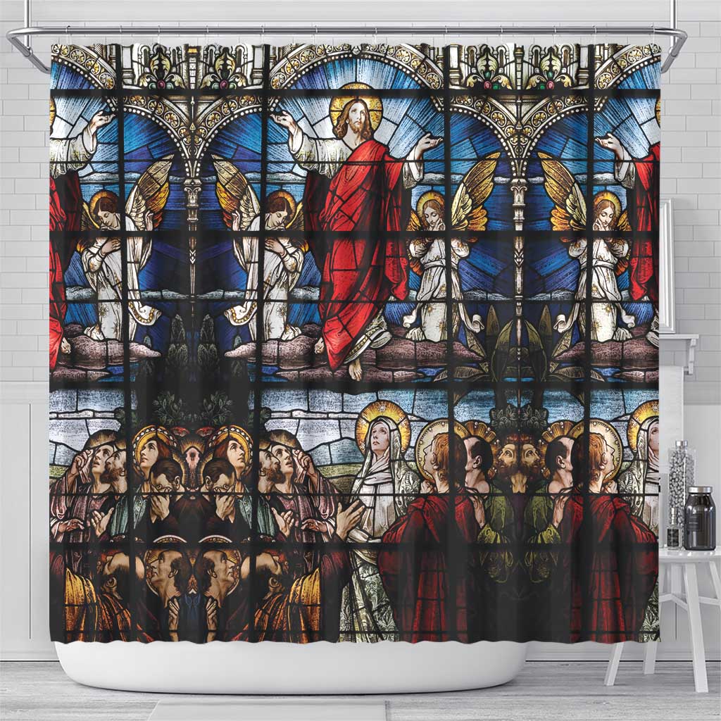 Happy Ascension Day Shower Curtain Ascension Of Jesus Christ Stained Glass Windows LT18
