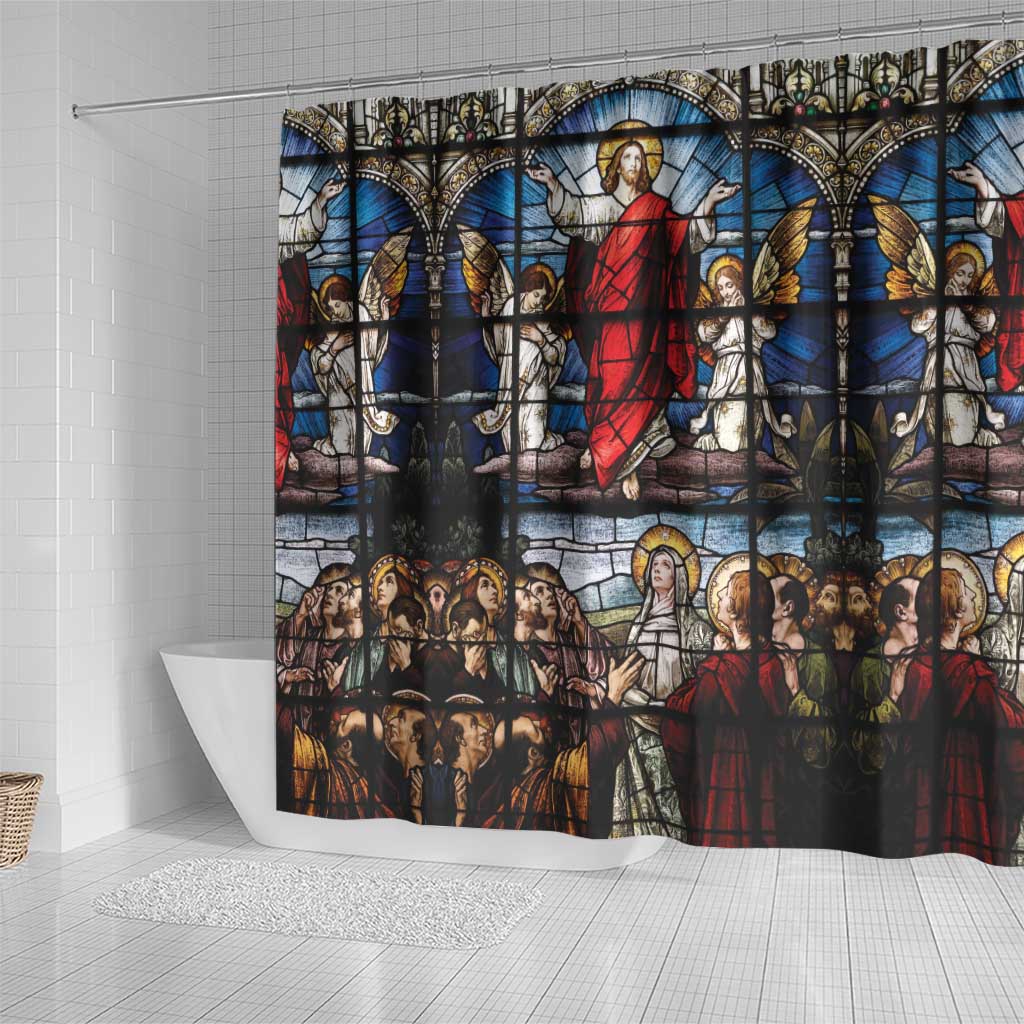 Happy Ascension Day Shower Curtain Ascension Of Jesus Christ Stained Glass Windows LT18