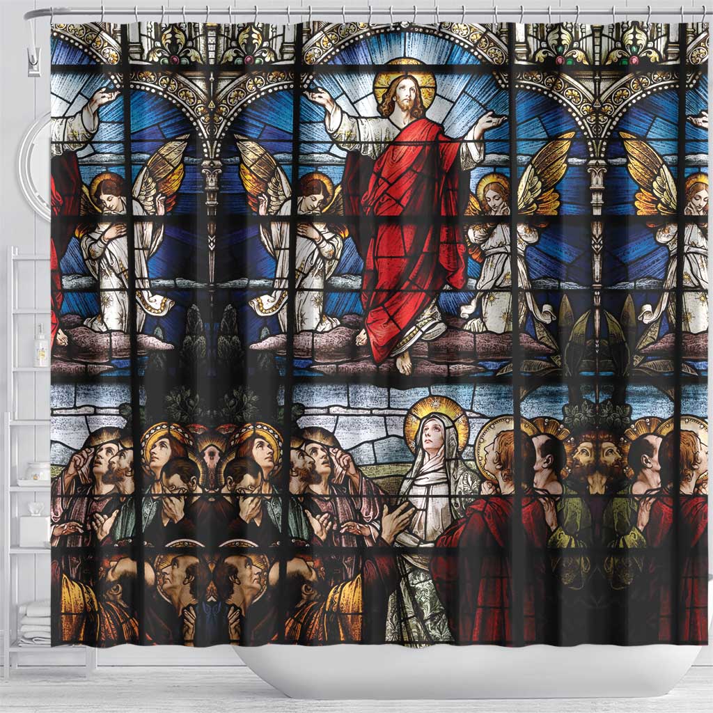 Happy Ascension Day Shower Curtain Ascension Of Jesus Christ Stained Glass Windows LT18