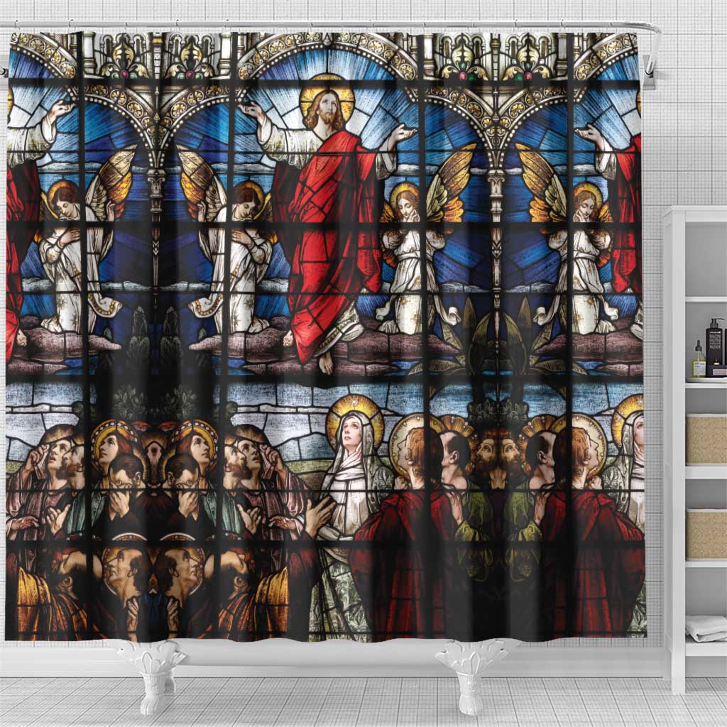 Happy Ascension Day Shower Curtain Ascension Of Jesus Christ Stained Glass Windows LT18