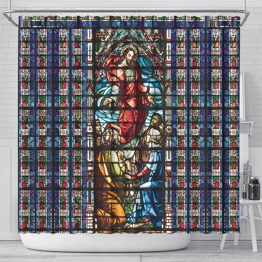 Happy Ascension Day Shower Curtain Faith and Religion Stained Glass Windows LT18