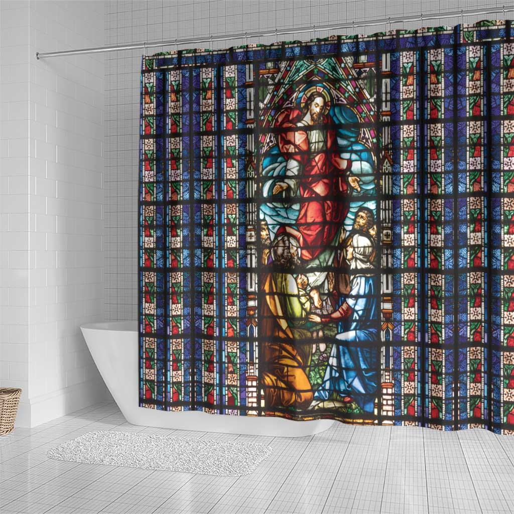 Happy Ascension Day Shower Curtain Faith and Religion Stained Glass Windows LT18