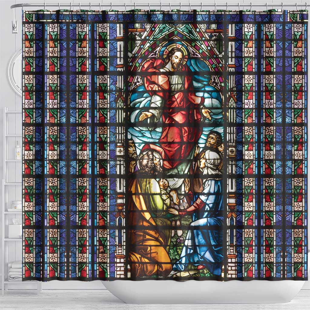 Happy Ascension Day Shower Curtain Faith and Religion Stained Glass Windows LT18