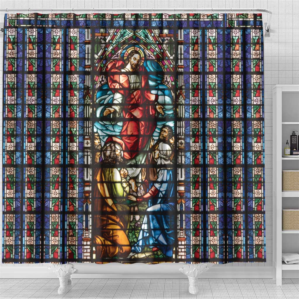 Happy Ascension Day Shower Curtain Faith and Religion Stained Glass Windows LT18