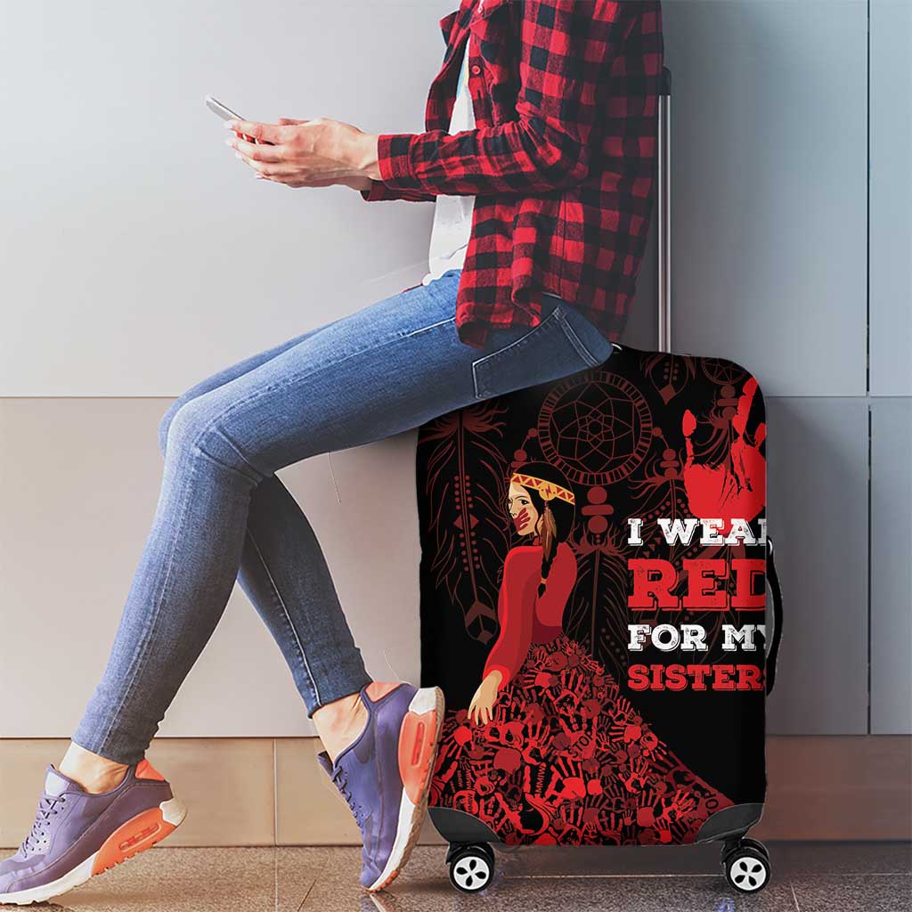 MMIW Native American Red Hand Luggage Cover I Wear Red For My Sisters LT18