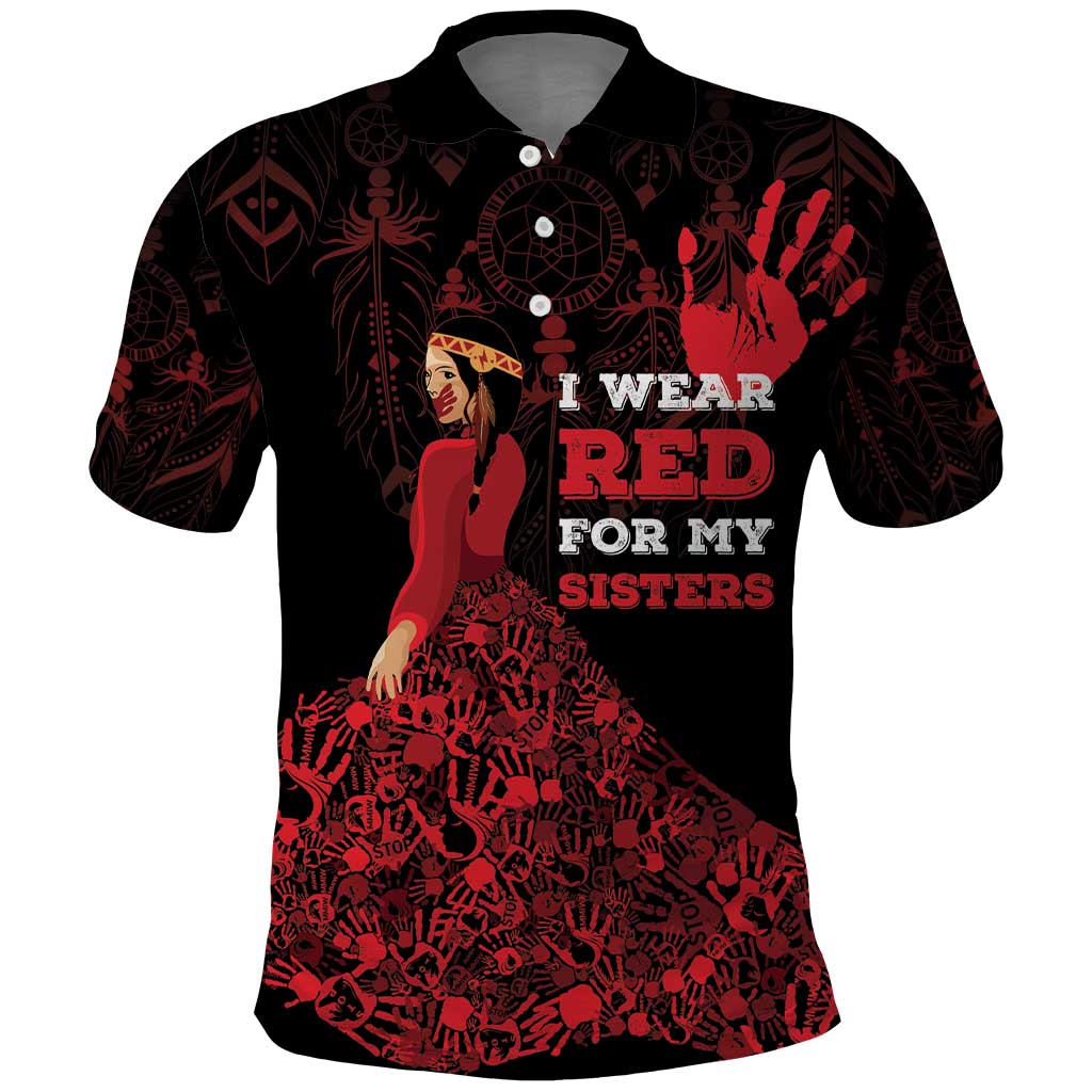 MMIW Native American Red Hand Polo Shirt I Wear Red For My Sisters LT18