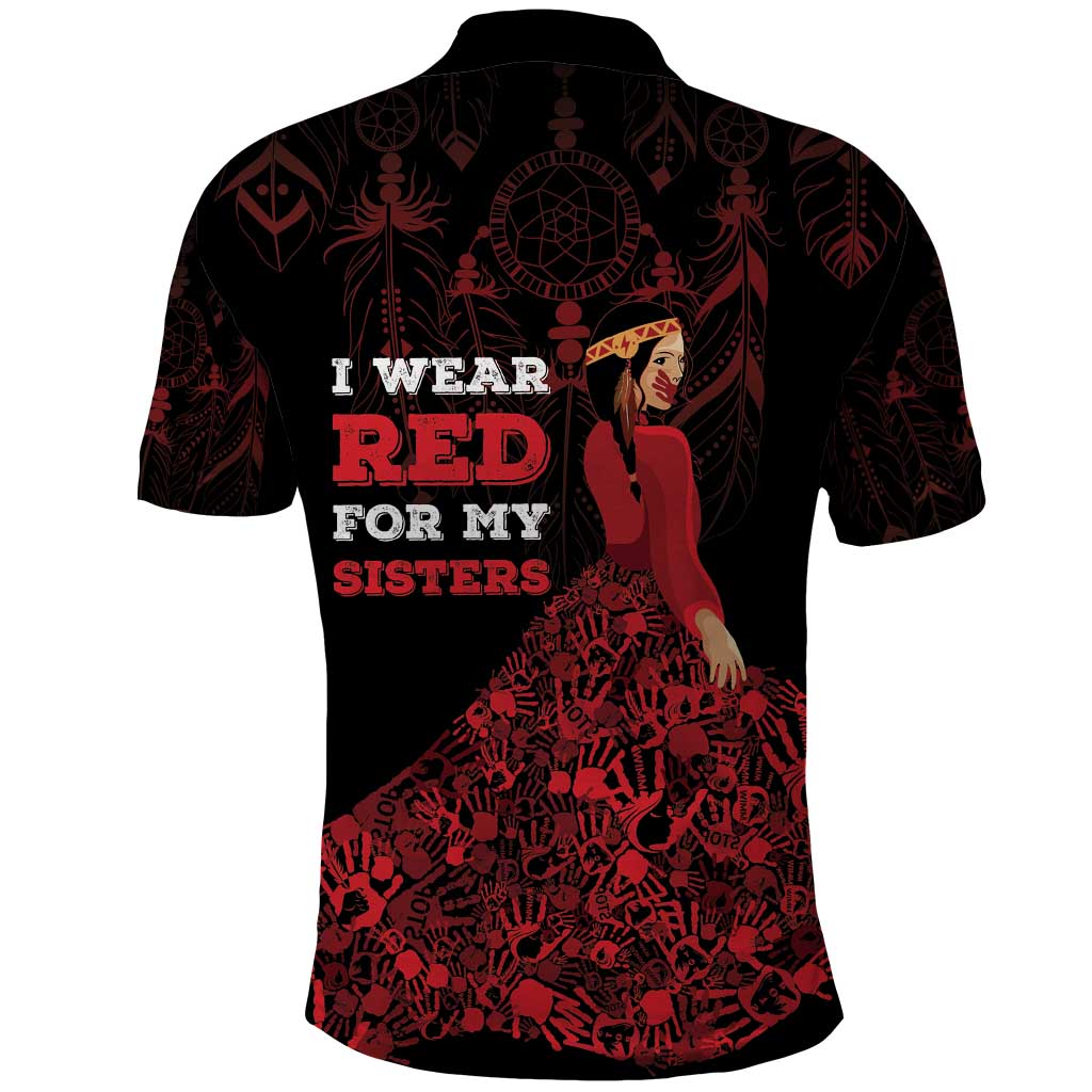 MMIW Native American Red Hand Polo Shirt I Wear Red For My Sisters LT18