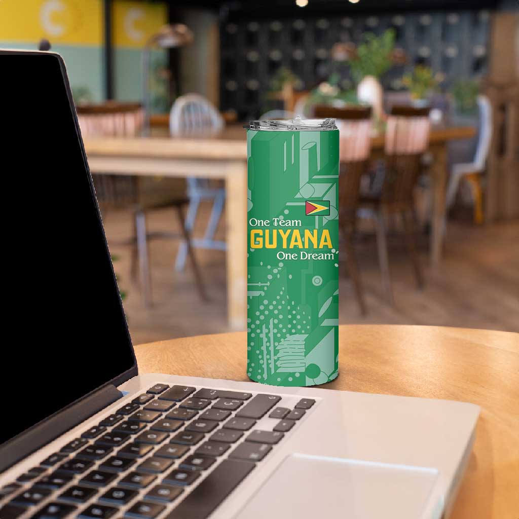 One Team One Game Guyana Football Custom Skinny Tumbler Pride Of Guyana Green Version LT18