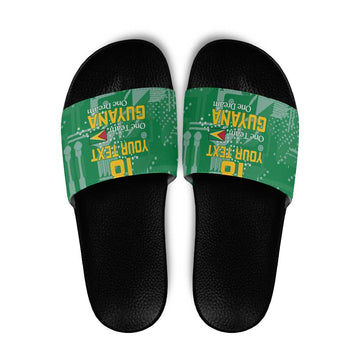 Custom Guyana Football Slide Sandals One Team One Game Green Version LT18