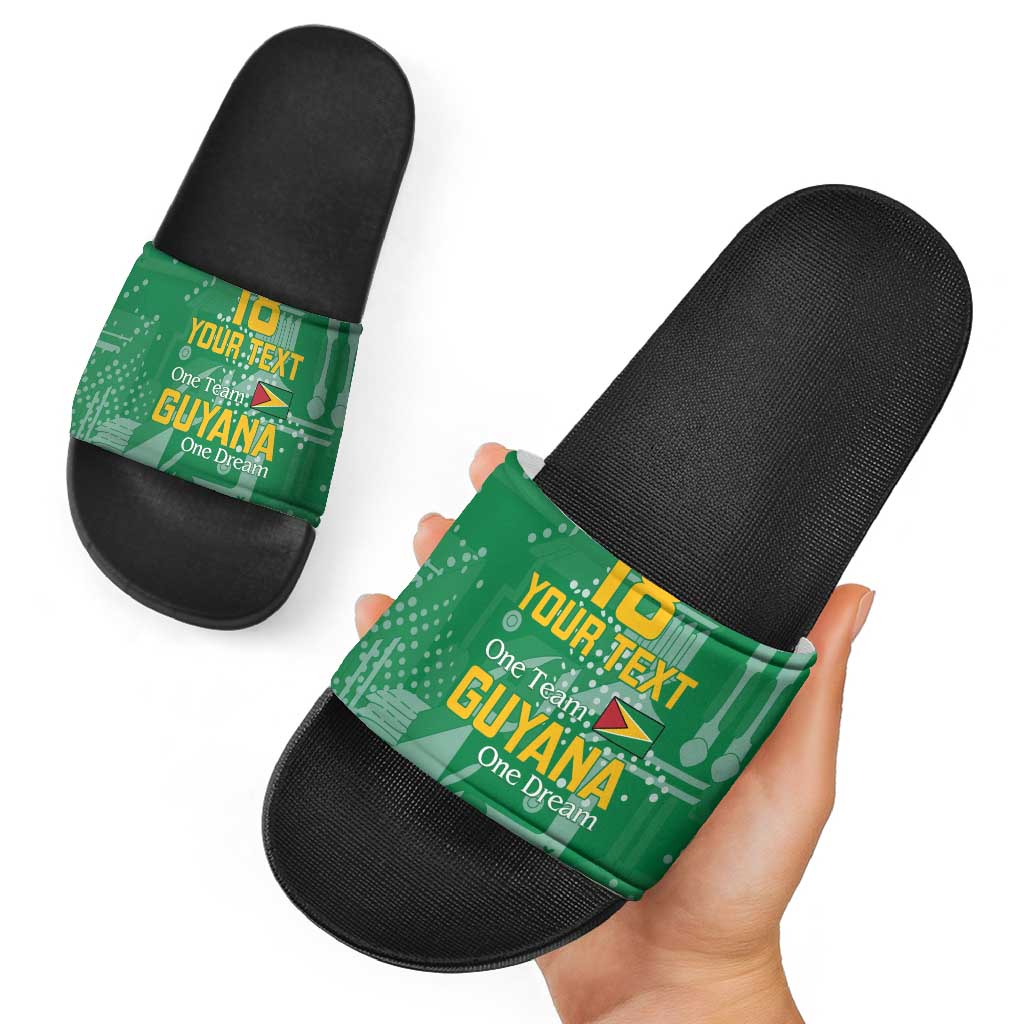 Custom Guyana Football Slide Sandals One Team One Game Green Version LT18