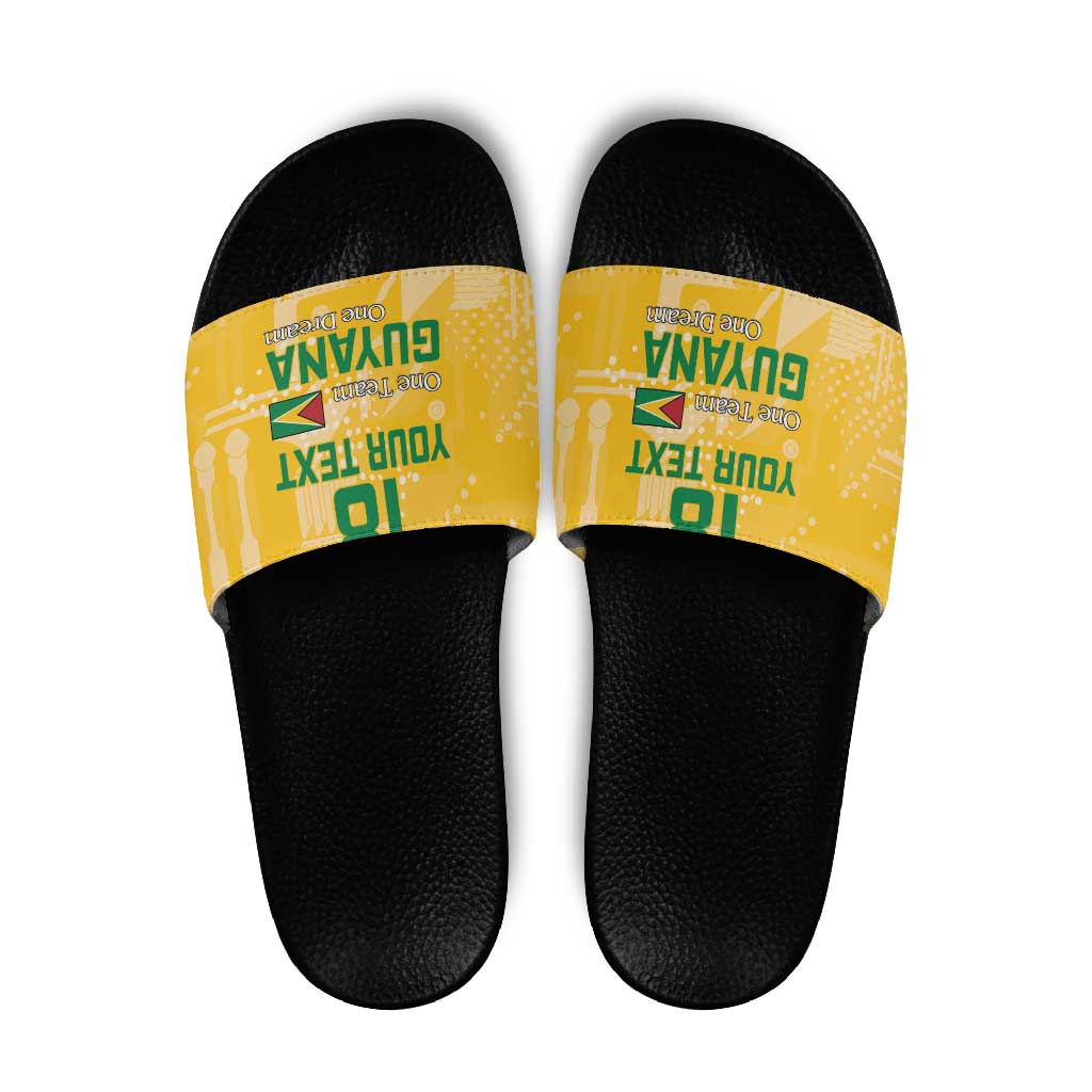 Custom Guyana Football Slide Sandals One Team One Game Yellow Version LT18