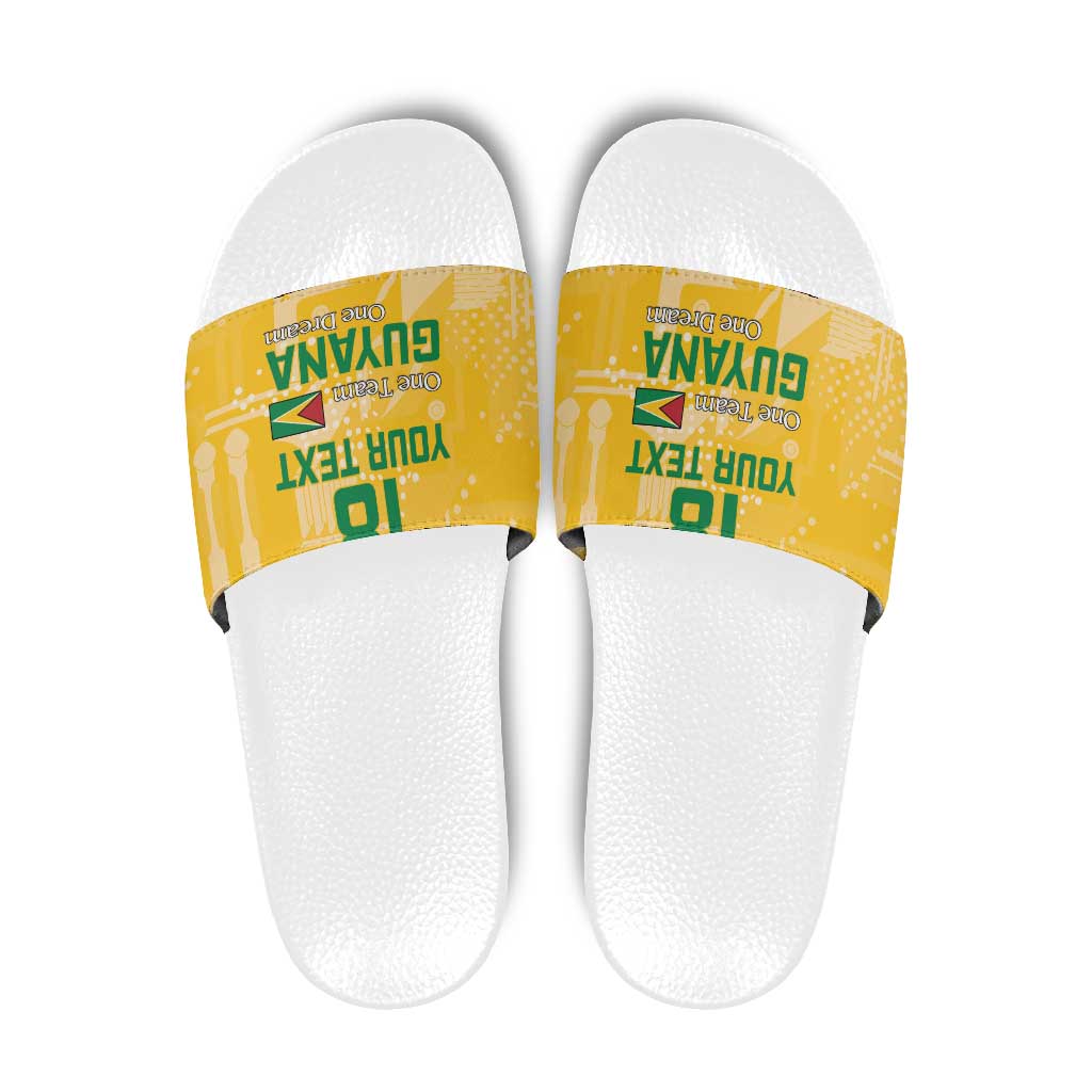 Custom Guyana Football Slide Sandals One Team One Game Yellow Version LT18