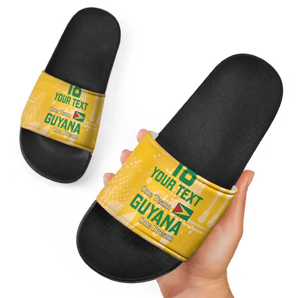 Custom Guyana Football Slide Sandals One Team One Game Yellow Version LT18