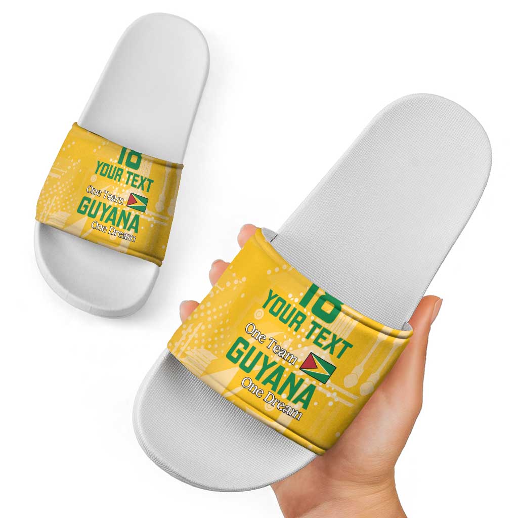 Custom Guyana Football Slide Sandals One Team One Game Yellow Version LT18