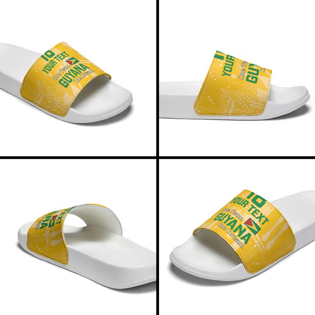 Custom Guyana Football Slide Sandals One Team One Game Yellow Version LT18