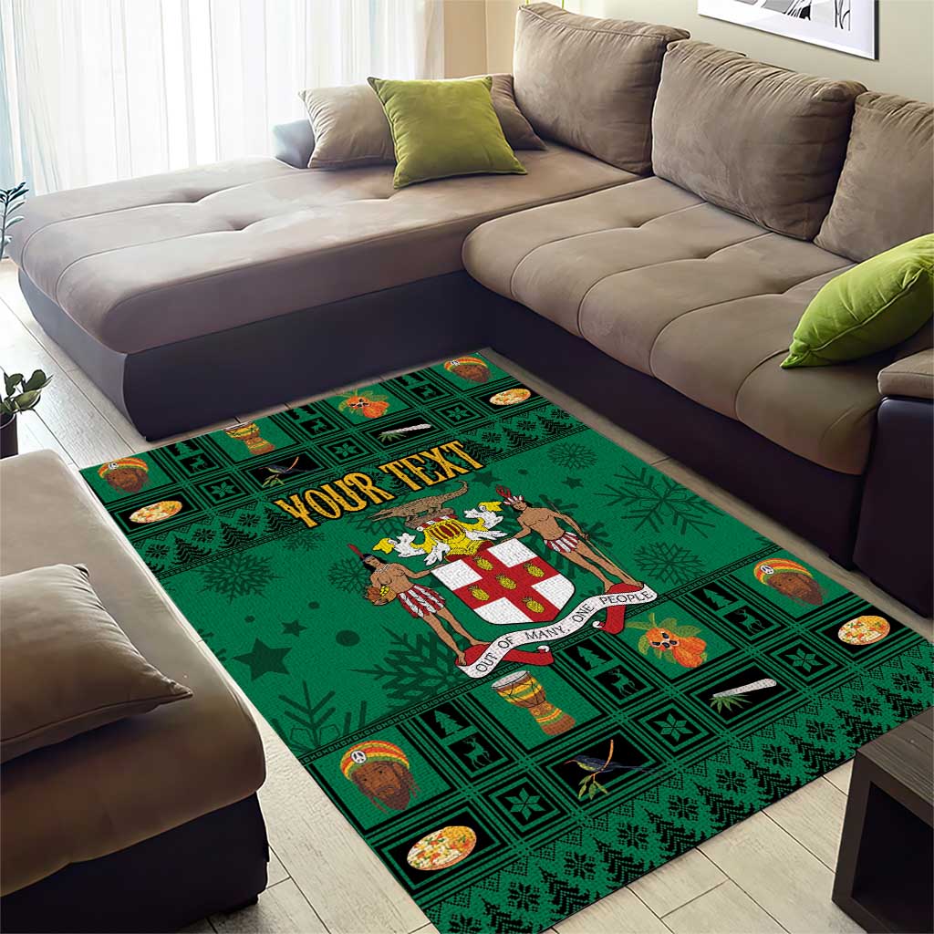 Personalized Afro-Jamaicans Merri Crissmuss Area Rug Coat Of Arms - Xmas LT18
